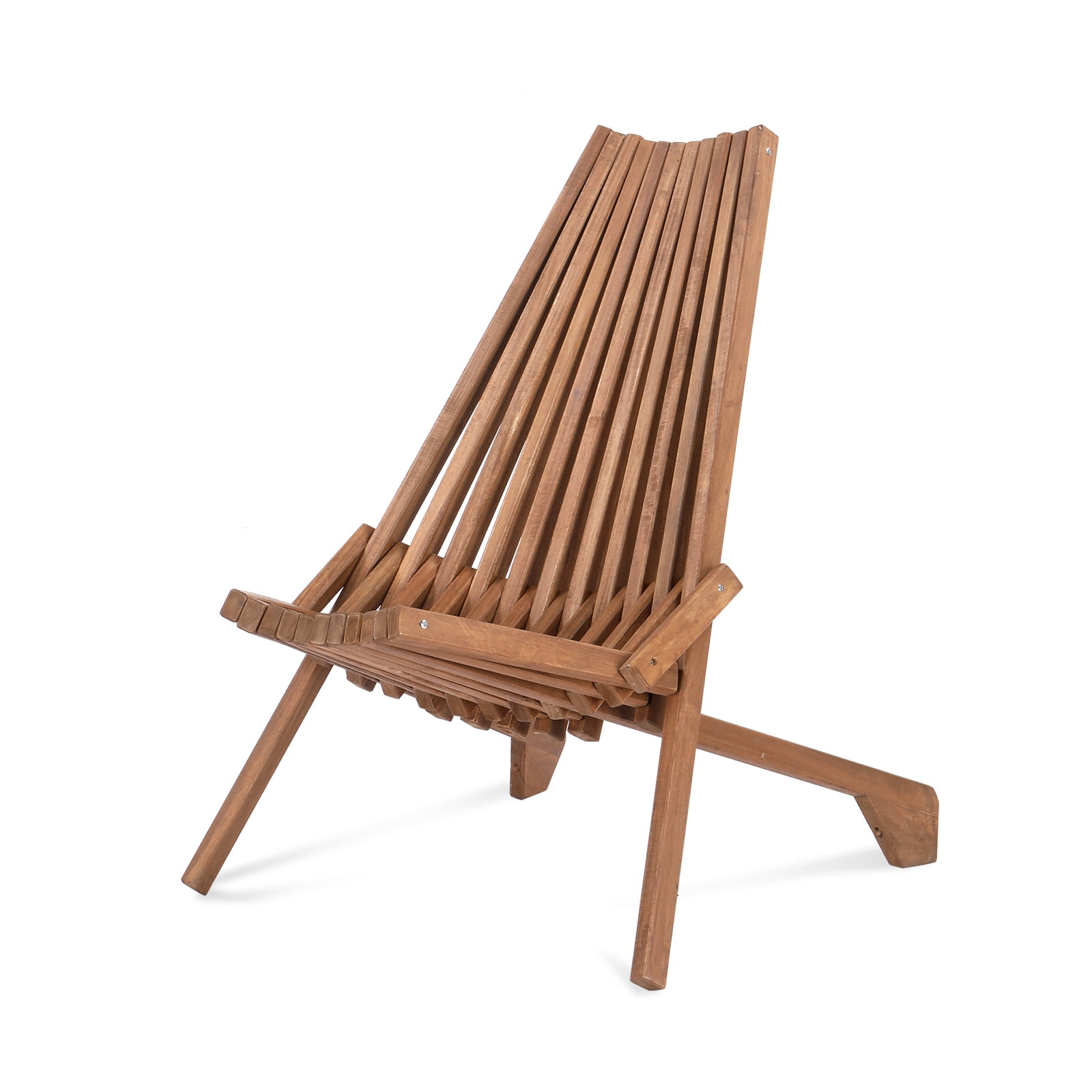 Acacia Wood Folding Chair, Natural Wood Color, Boho Chic Ergonomic Design, 400 lbs Weight Capacity, Foldable Portable Outdoor Chair for Balcony Patio Backyard Garden Lawn Porch