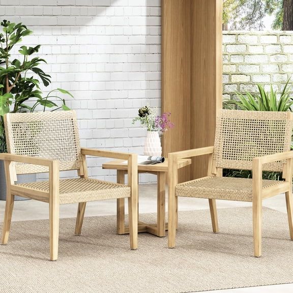 Acacia Wood Frame - Easy to Assemble - Backyard Patio / Add Classic Touch to Outdoor Space / Water-Draining Mesh Seating