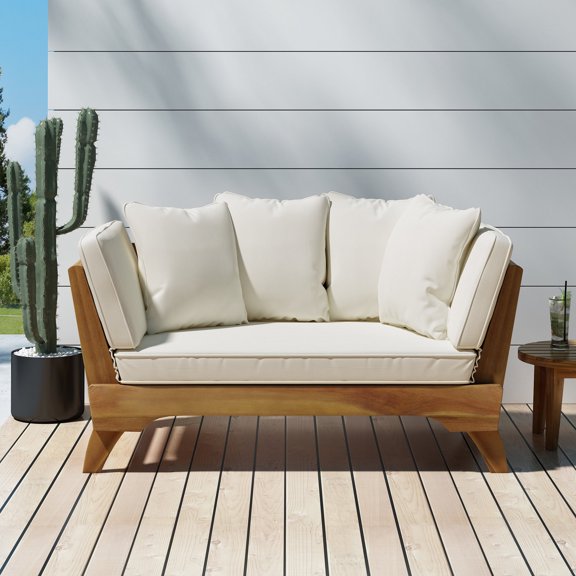 Acacia Wood Frame, Slatted Style | Adds Charm, Expandable Outdoor Daybed