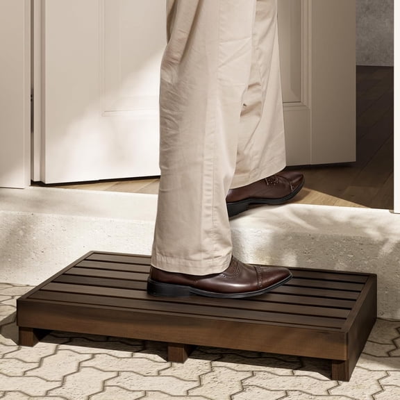 Acacia Wood One Step Stool for Elderly - 6.5" High Riser Step Stool for Bedside, Bathroom, Kitchen, 550 Lbs Capacity Mobility Stool for Adults and Kids