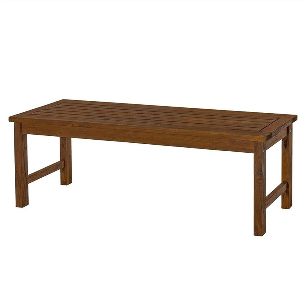 Solid Acacia Wood Traditional Patio Bench in Dark Brown