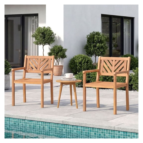 Acacia Wood Patio Dining Chairs, Outdoor Garden Seating - 400lbs Capacity, Teak Finish, Set of 2/4, Farmhouse Style, Ergonomic Design