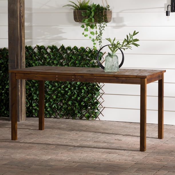 Acacia Wood Patio Simple Dining Table Dark Brown