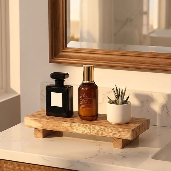 Acacia Wood Riser for Bathroom Sink Tray Kitchen Counter Decor Trays Pedestal Stand Sponge Soap Dish Holder Decorative Wooden Risers for Kitchen Sink Soap Tray Vanity Bathroom Countertop Accessories