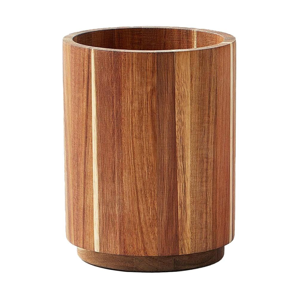 Acacia Wood Rotating Utensil Holder, Acacia Wood Kitchen Utensil Holder for Countertop, Kitchen Utensil Crock for Countertop, Holds 15-20 Cooking Tools, Rustic Farmhouse Countertop Organizer