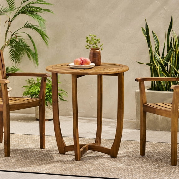 Acacia Wood Round Bistro Table / Adds a Natural Touch to Patio