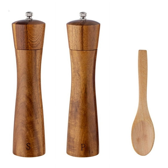 Acacia Wood Salt And Pepper Grinder Set Manual Pepper Grinder Mill with Spoon