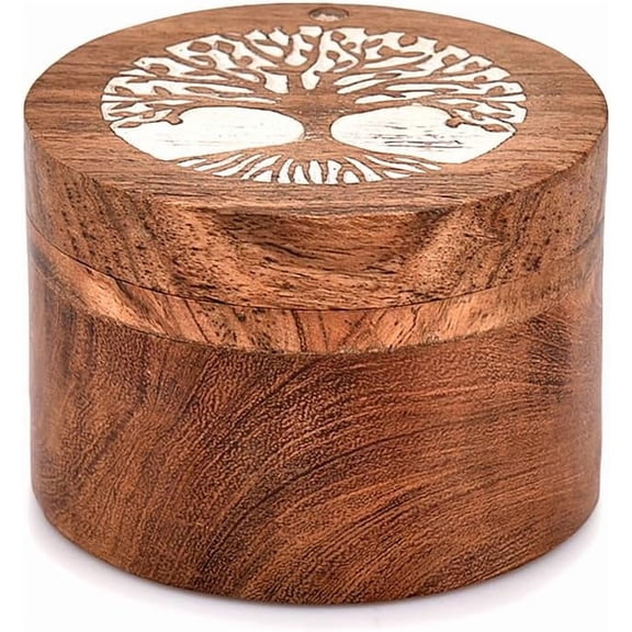 Acacia Wood Salt Cellar Box Elegant Kitchen Salt Container Holder with Swivel Lid to Storage Pepper Spice (3.5" x 3.5" x 2.5")