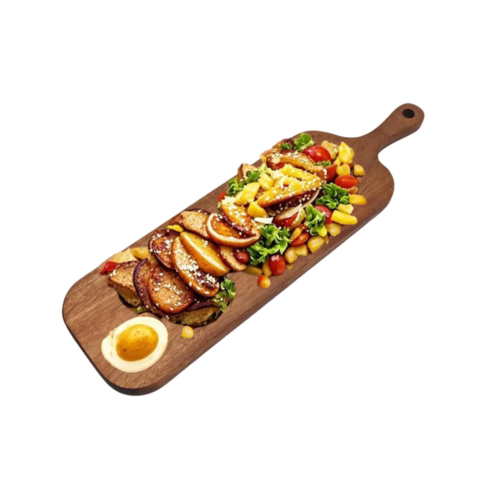 Acacia Wood Serving Board with Handle, Small Size 11" x 8"- Wooden Cutting Chopping Board for Meat, Vegetables, Bread, Charcuterie, Cheese Board - Food Serving Tray for Kitchen Appetizers