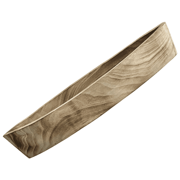 Acacia Wood Serving Tray, 15.7 In Boat-Shaped Decorative Plate, Unique Double-Ended Key Holder For Home Decor, Rustic Coffee Table Centerpiece, Platter For Snacks And Fruits