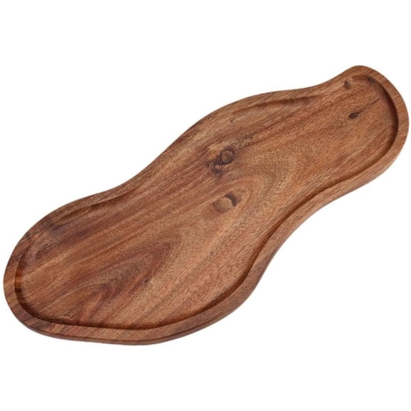 Acacia Wood Serving Tray, Rectangle Dessert Snack Platter for Kitchen Countertop, Handheld Appetizer Board Display Plate for Tea Party