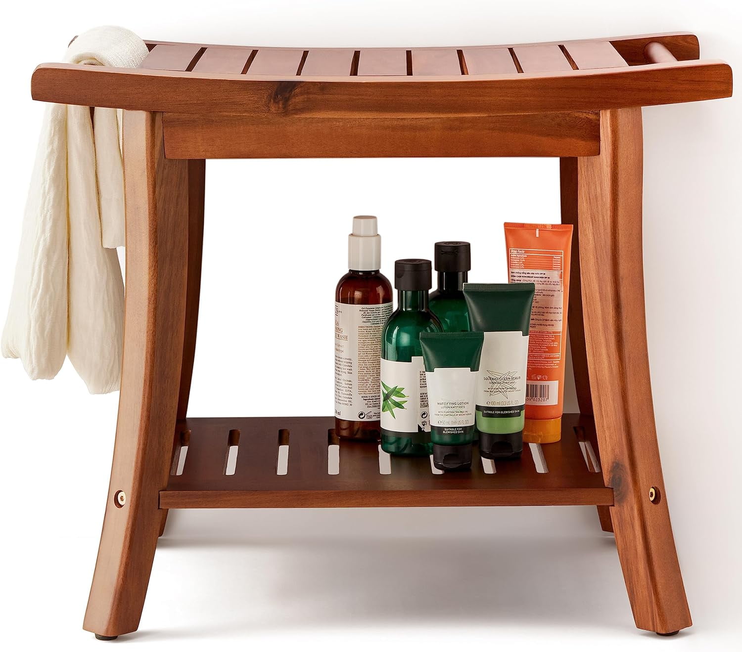 Acacia Wood Shower Benches for Inside Shower - Wooden Shower Stool ...