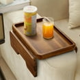 Acacia Wood Sofa Armrest Tray Double Hinge Sofa Arm Tray Table Clip
