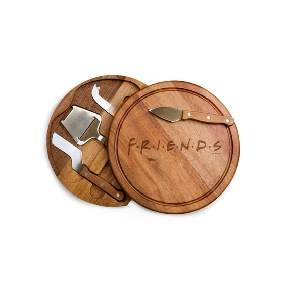 Acacia Wood Split-Level Cheese Board with 4 Brushed Stainless Steel Cheese Tools Set