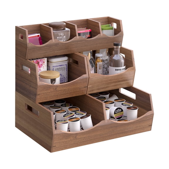 Acacia Wood Stackable Bin Organizer (4 Piece Set)