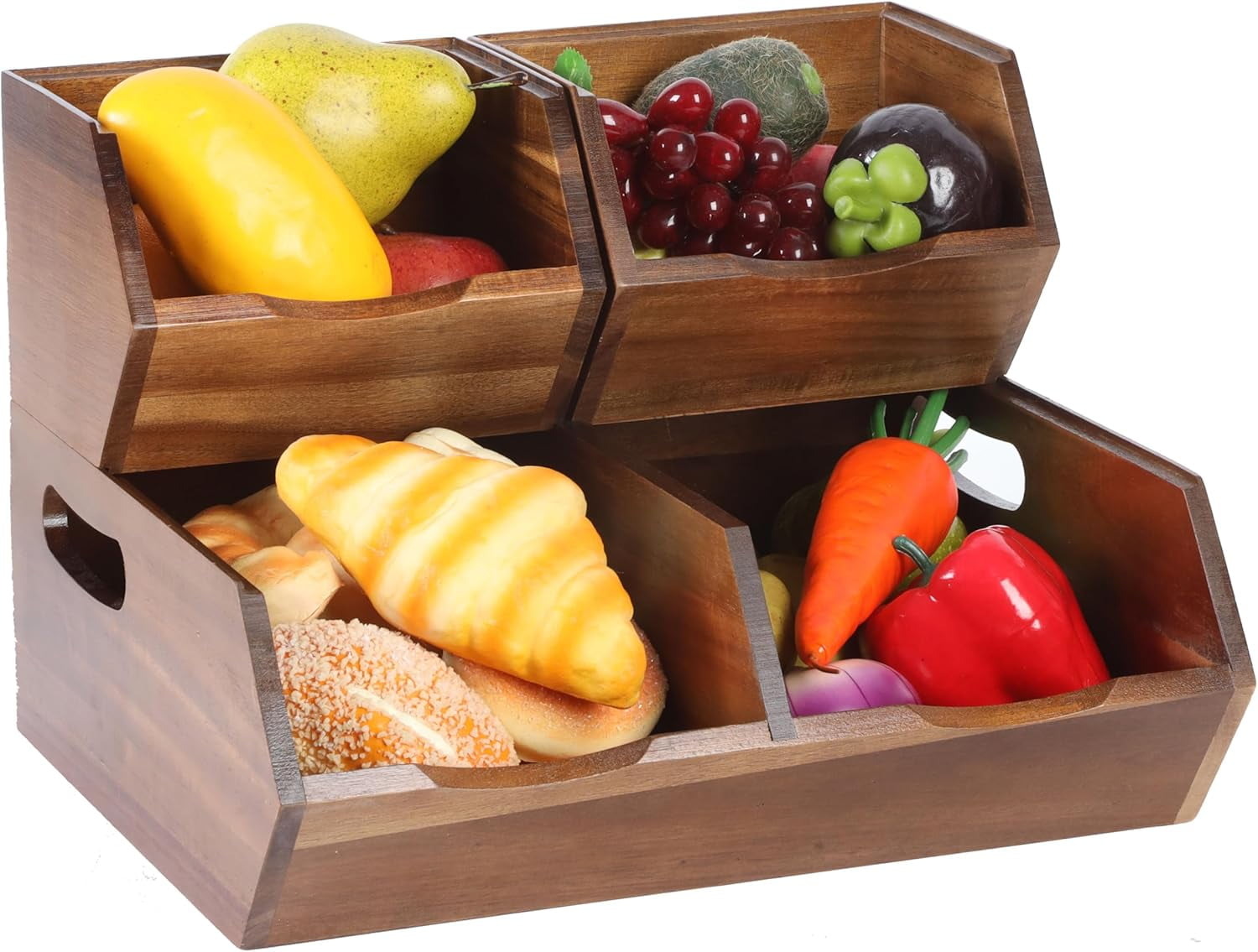 Acacia Wood Stackable Pantry Storage Bins, Storage Baskets Potato and Onion Storage Bins, Pantry Organizer Wooden Baskets Organization and Storage, Set 3 Pieces - Walmart.com