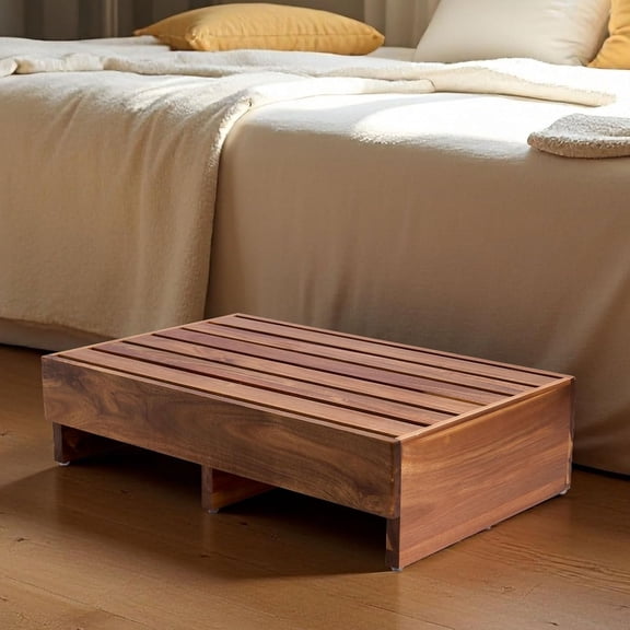 Acacia Wood Step Platform, 25 x 16 x 6.5 Inch Outdoor One Step Stool