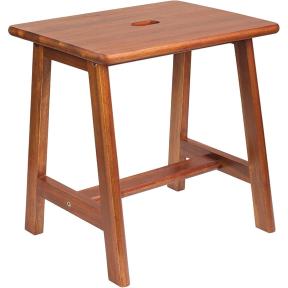 Acacia Wood Stool - Rectangular Bench Seat, End Table, Bathroom, Plant, Makeup Stool