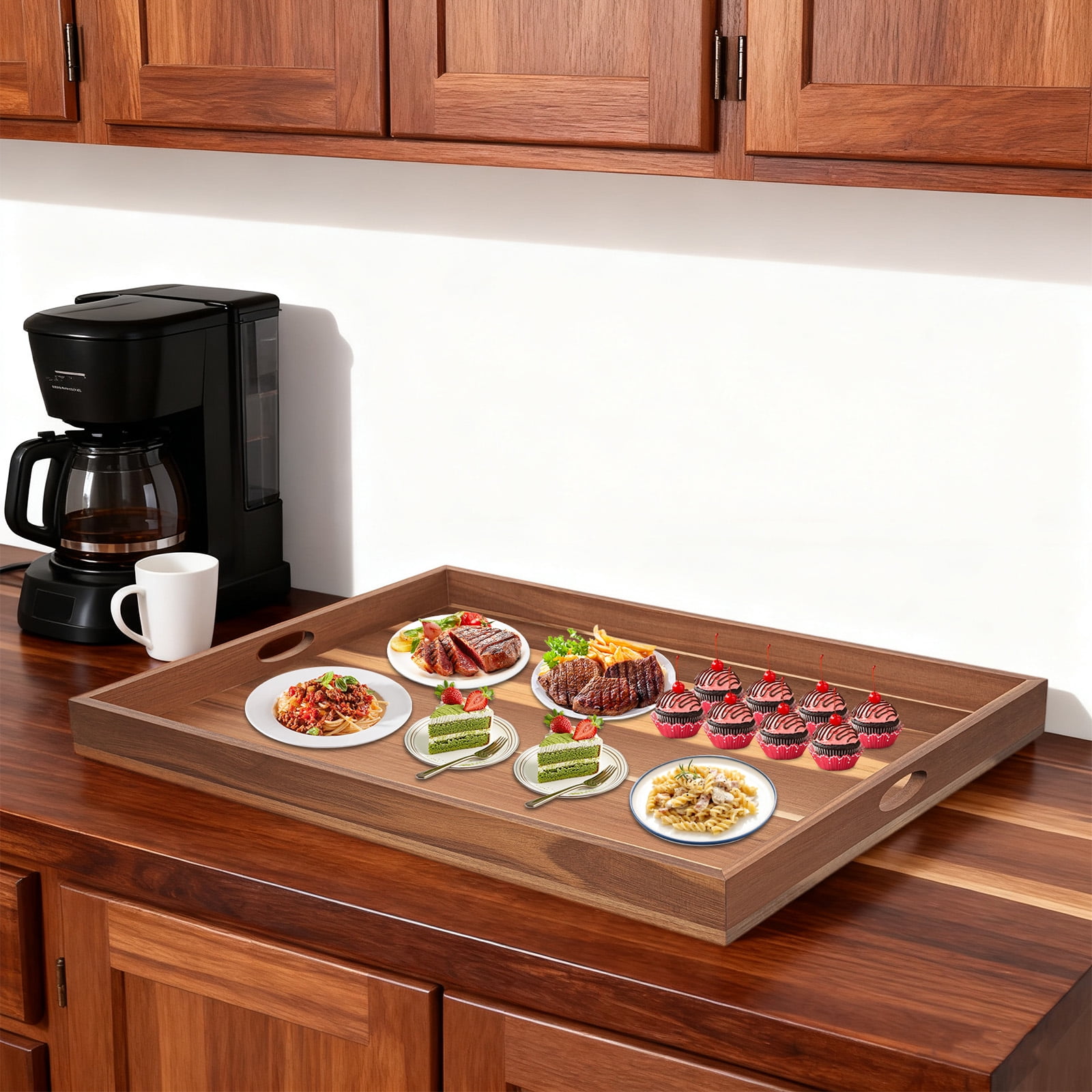 Acacia Wood Stove Cover – Multi-Purpose Cutting Board, Serving Tray, and Charcuterie Board, 28.7 X 20.6 Inches, Durable, Easy To Clean, Elegant Kitchen Accessory