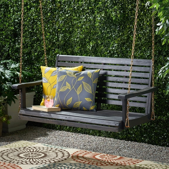 Acacia Wood Swing with Chains | Breathable and Stylish | Have a Great Time in the Garden