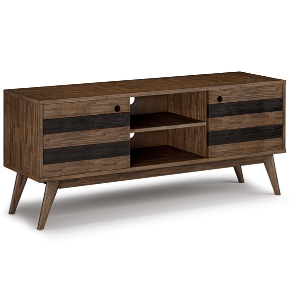 Acacia Wood TV Media Stand|60 Inch Wide Sliding Door Console