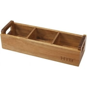 Acacia Wood Tea Bag Organizer Storage, 3 Compartments Tea Chest Box 9.5  3  2.4 inch by HTB