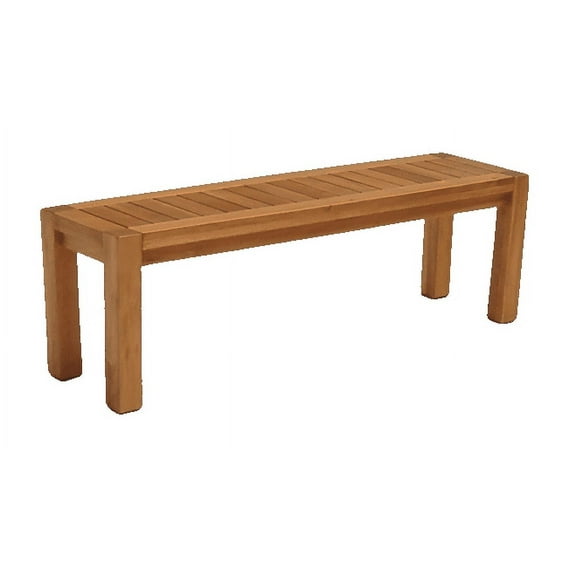Acacia Wood Traditional Backless Bench, 4-Foot Indoor/Outdoor 58 inch Wooden Park Seating by Patio Wise