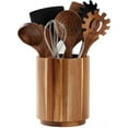thumbnail image 1 of Acacia Wood Utensil Holder for Kitchen Counter, 360° Rotating 7.2" Wooden Cooking Utensil Crock for Countertop, Farmhouse Kitchen Decor, 1 of 5
