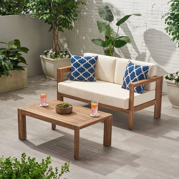 Acacia Wood - Weather-Resistant & Comfortable - Outdoor Patio / Enjoy Durable Furniture with Plush Cushions