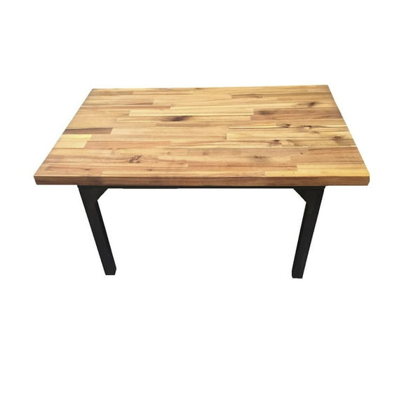 Acacia and Metal Modern Cocktail Table-Color:Natural,Style:Urban Industrial
