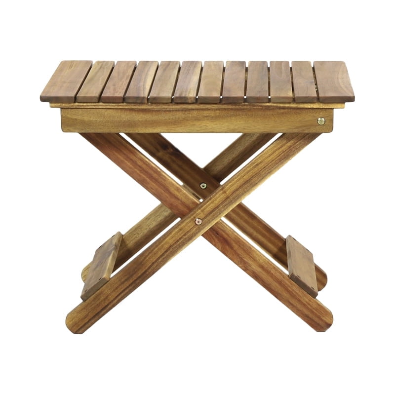 Acacia wood Side table Slat design Foldable Assembly - Walmart.com