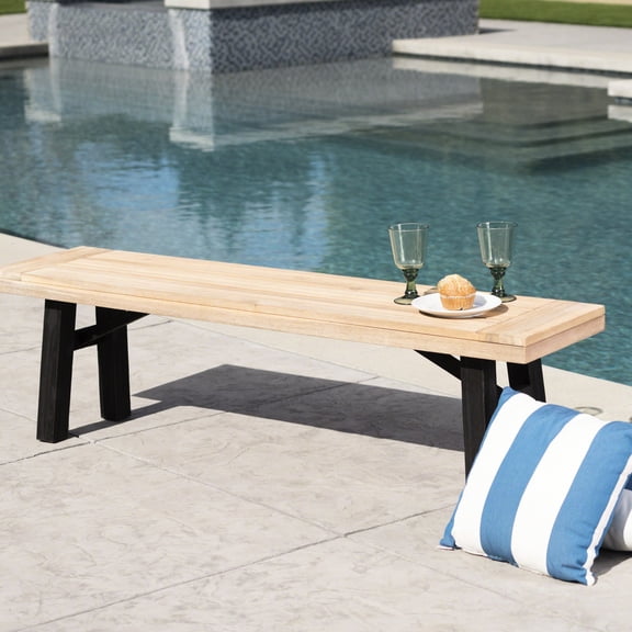 Acacia wood build - Slat panel aesthetic - Porch hangout / Enhance porch with stylish bench