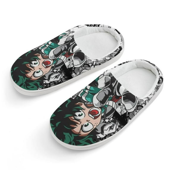 Academia Boku No Hero Kid's Cotton Slippers Winter Warm Soft Plush Slippers with Rubber Sole Non-Slip Indoor Outdoor Slip on Shoes Fluffy House Slippers For Boys Girls Teen