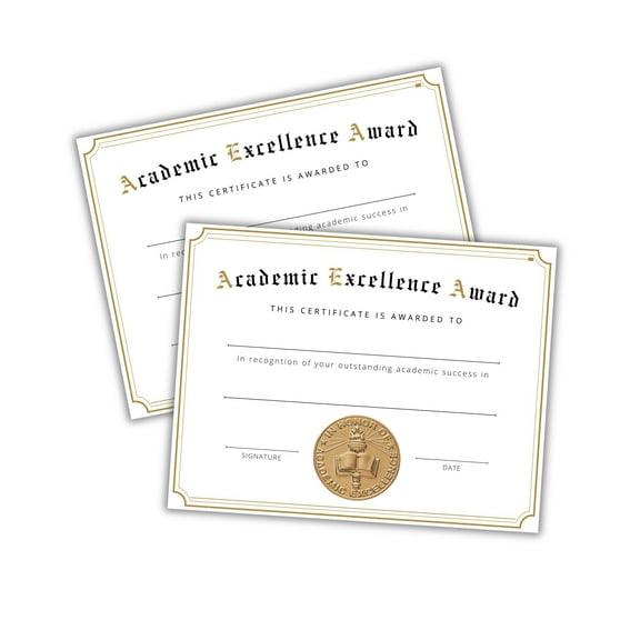 Academic Excellence Award Certificate 30pk 8.5x11 GPA Honors Graduation Recognition Achievement Valedictorian End of Year High School Middle