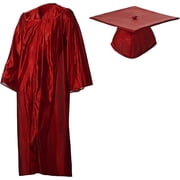 Academic Graduation Cap and Gown Shiny Maroon in Size 45 5'0" - 5'2"