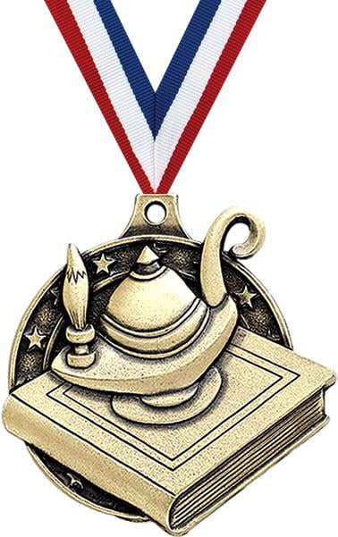 Academic Medals, 2" Gold Diecast Academic Medal Award 50 Pack