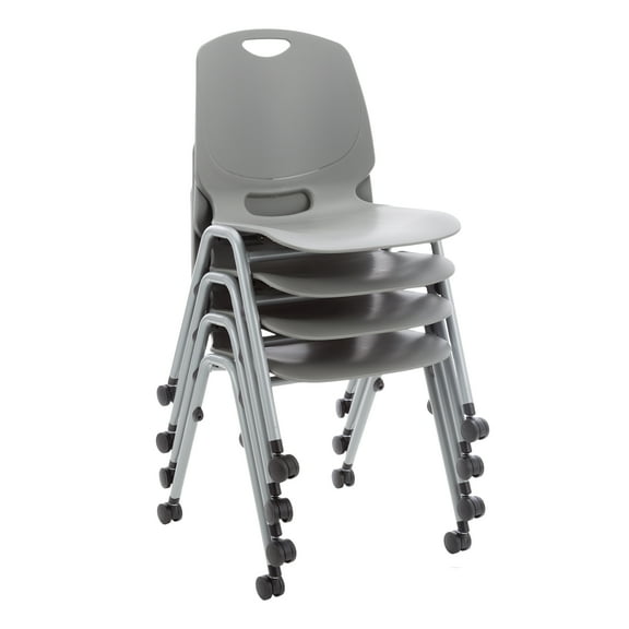 Academic Mobile Stack Chair -Graphite (Pack of 4)