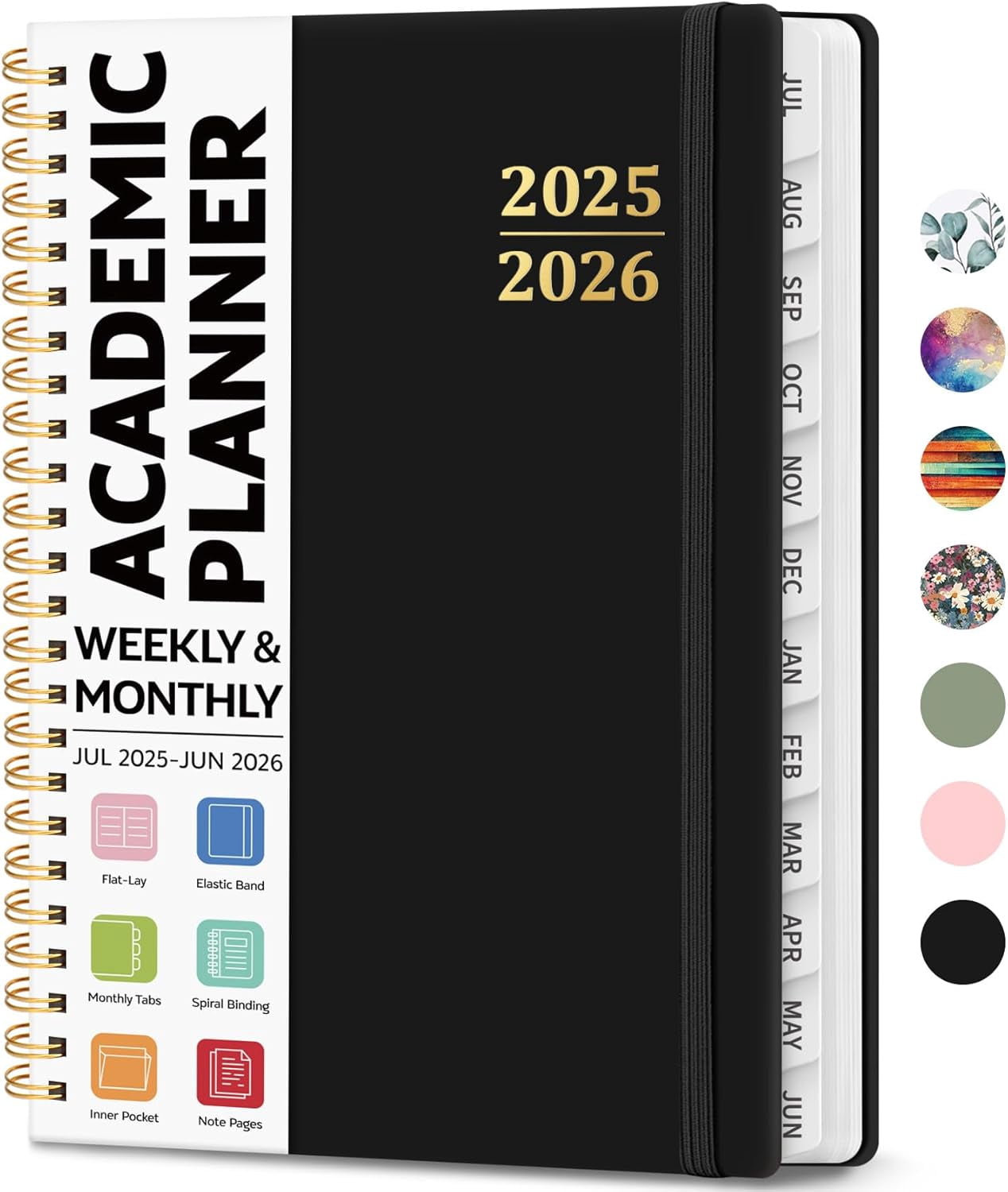 Academic Planner 2025-2026, Weekly and Monthly Calendar Planner Book, July 2025 – June 2026, Hardcover Organizer with Tabs, Perfect for Teachers, Students, Women & Men, A5 (6.4" x 8.5") - Pink
