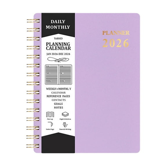 Academic Planner 2026, Weekly and Monthly Planner Calendar, Jan 2026 to Dec 2026, Wirebound, Laminated Tabs, Storage Pocket, Perfect for Teachers, Women & Men, A5 (6.1”x8.3”), Purple