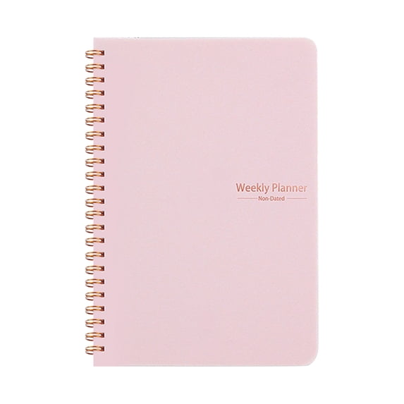 Academic Planner Hardcover Leather Calendar Planner with Monthly Label Spiral Bound Daily Planner Pink