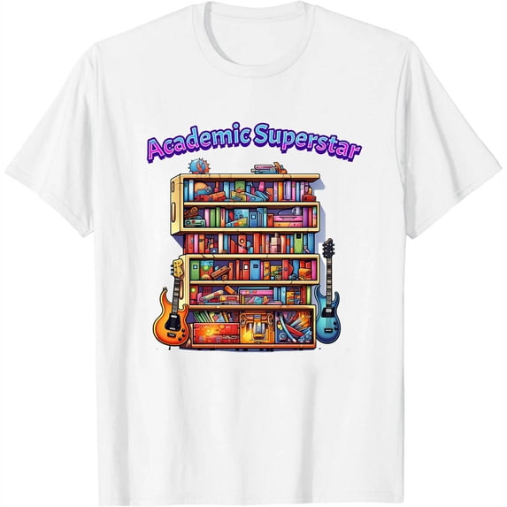 Academic Superstar Back to School Gifts Trendy Women's Short Sleeve T-Shirt with Fashion Graphic Print - Summer Tops for Women
