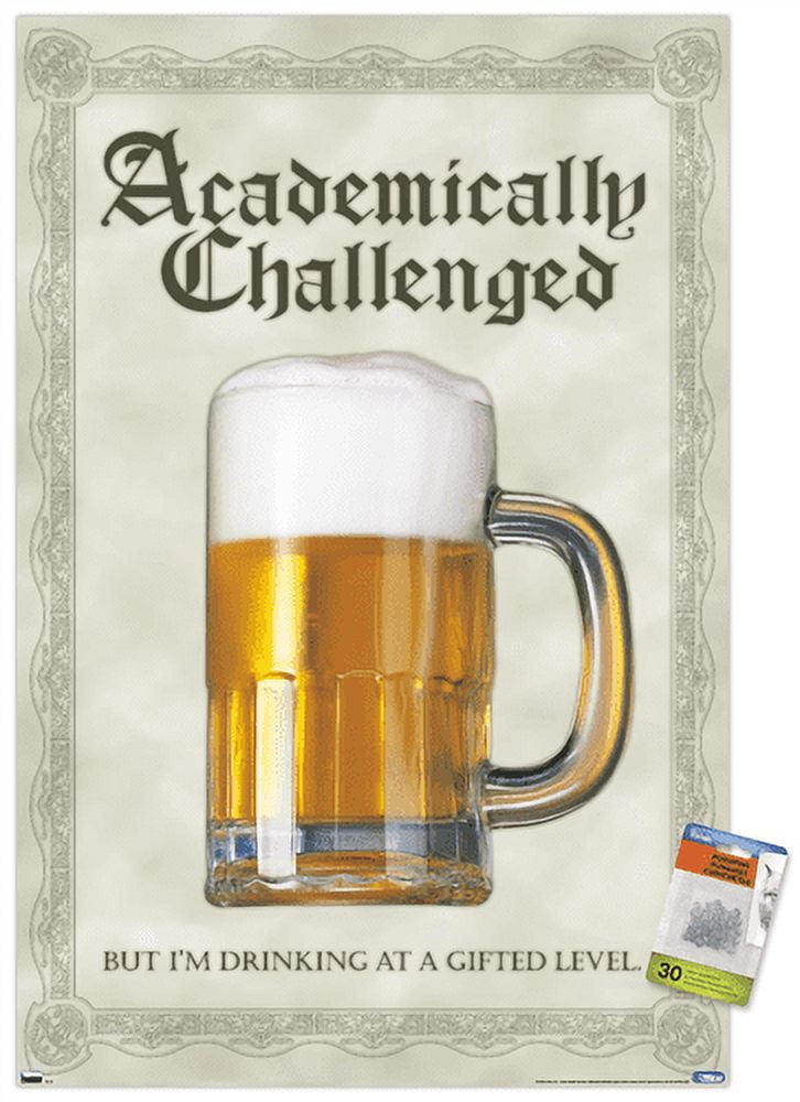 Academically Challenged Wall Poster with Push Pins, 22.375" x 34"