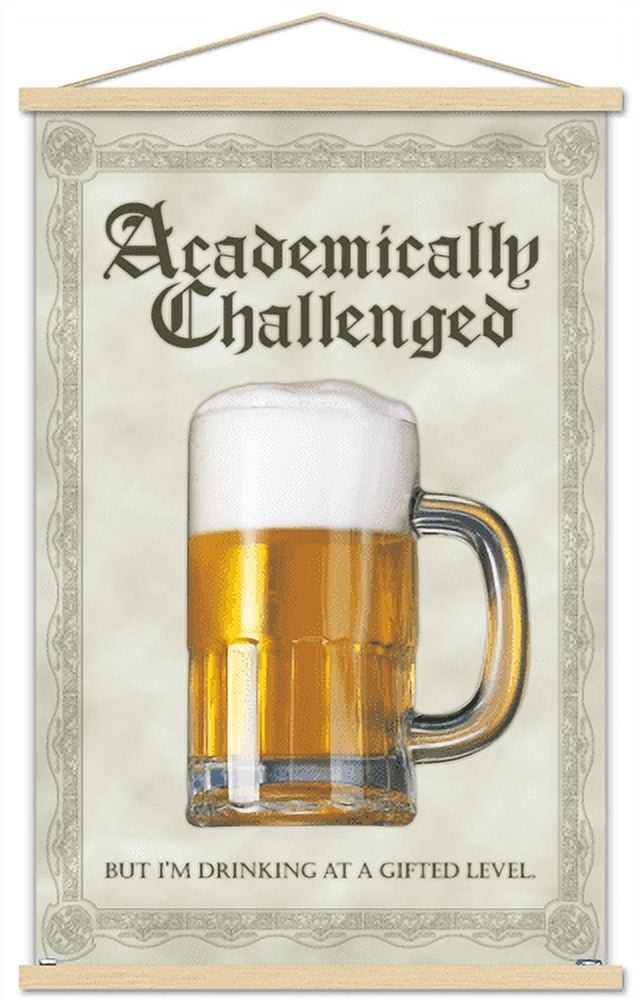 Academically Challenged Wall Poster with Wooden Magnetic Frame, 22.375" x 34"