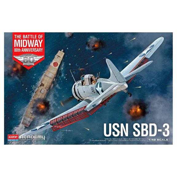 Academy 12345 1/48 US Navy SBD-3 Dauntless, Operation Midway Plastic Model, Molded Color