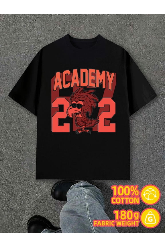 Academy 2022 Tee for men black 180G 100% Cotton Breathable fabric,round neck,short sleeves Unique Design Unisex Shirt Cotton tshirts Basic Unisex Shirt Graphic tshirts