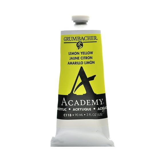 Academy Acrylic Colors lemon yellow, 3 oz. (90 ml) (pack of 3)