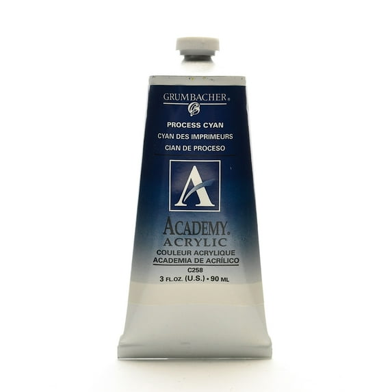 Academy Acrylic Colors process cyan, 3 oz. (90 ml) (pack of 3)