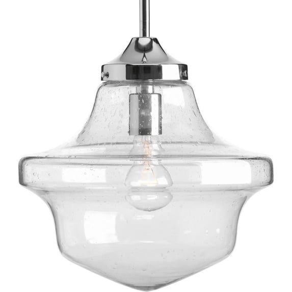 Academy Collection One-Light Polished Chrome Clear Light Seeded Glass Farmhouse Pendant Light