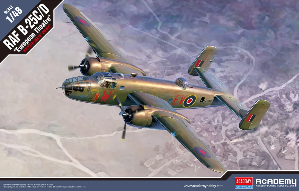 Academy Plastic Assembly Scale Model Kit  12339 RAF B-25C/D Mitchell bomber 1/48 Model