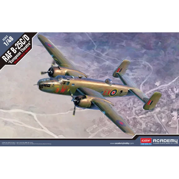 Academy Plastic Assembly Scale Model Kit 12339 RAF B-25C/D Mitchell bomber 1/48 Model